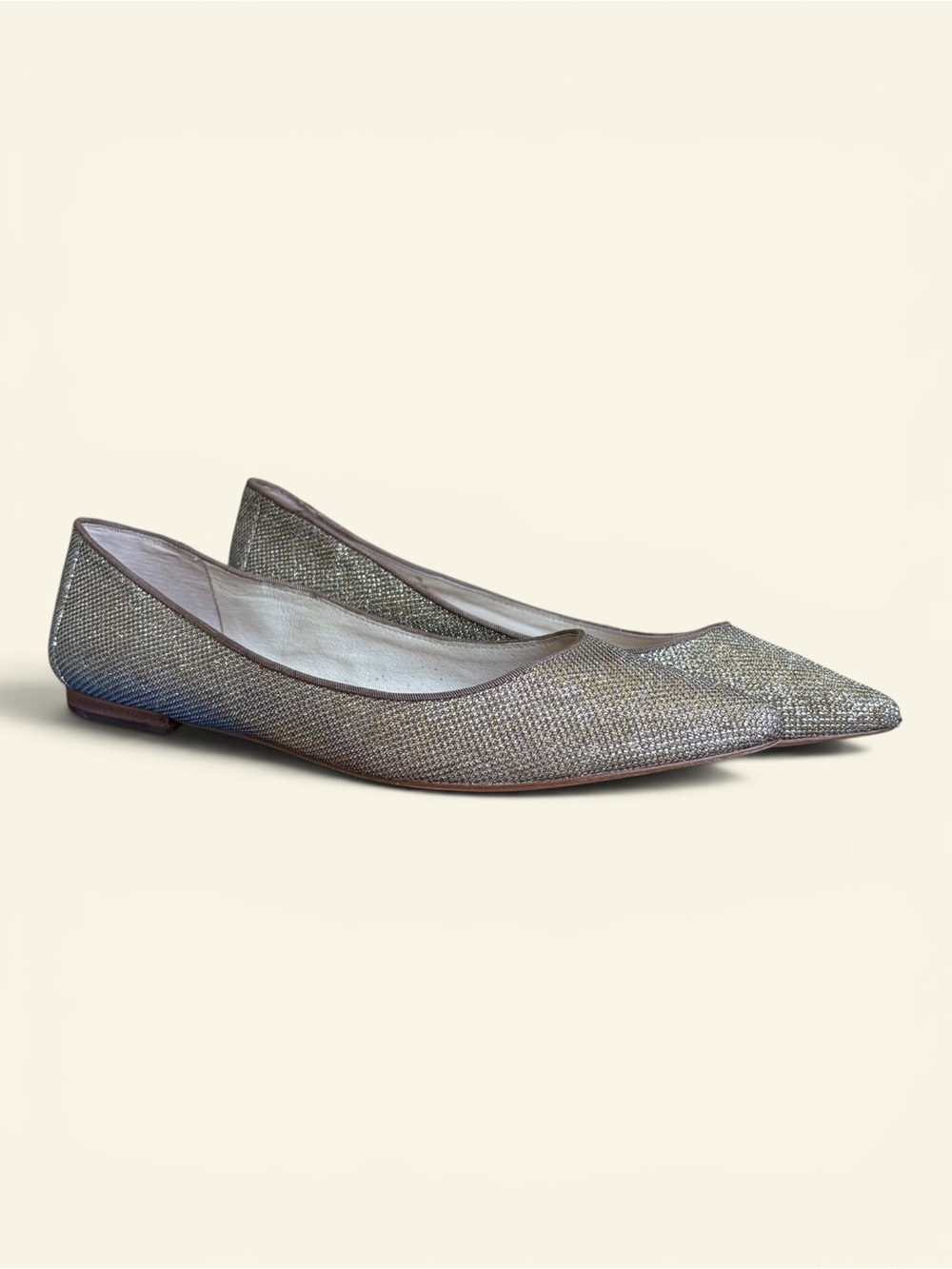 Vince Camuto Genesa Glitter Pointed Toe Ballet Flats Gold Metallic Women's 10M